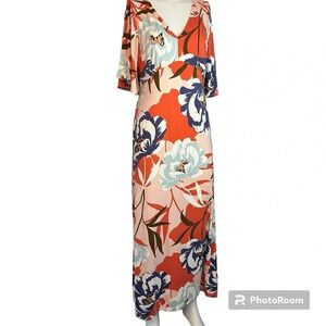 A Pea In The Pod Printed Caftan Floral Maternity Dress Size Medium